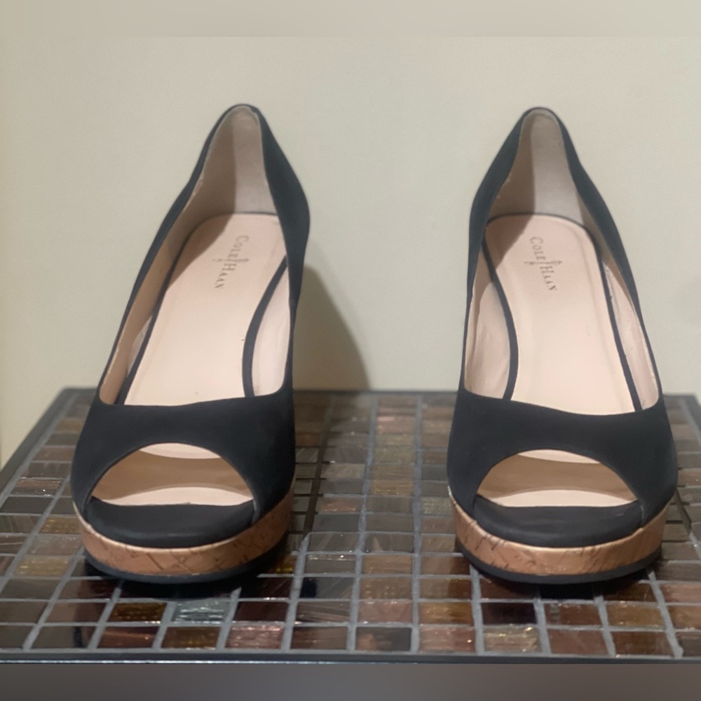 Cole Haan Black Espadrille Wedges